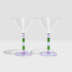 Fazeek - Stripe Lilac & Green Martini Glasses