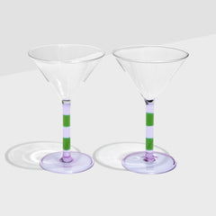 Fazeek - Stripe Lilac & Green Martini Glasses