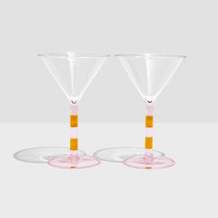 Fazeek - Stripe Pink & Amber Martini Glasses