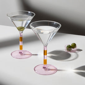 Fazeek - Stripe Pink & Amber Martini Glasses