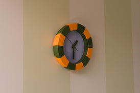 DANIEL - EMMA - Orange & Olive Stripe Clock