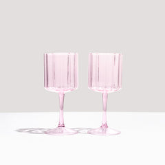 Fazeek - Wave Wine Glass Set Pink