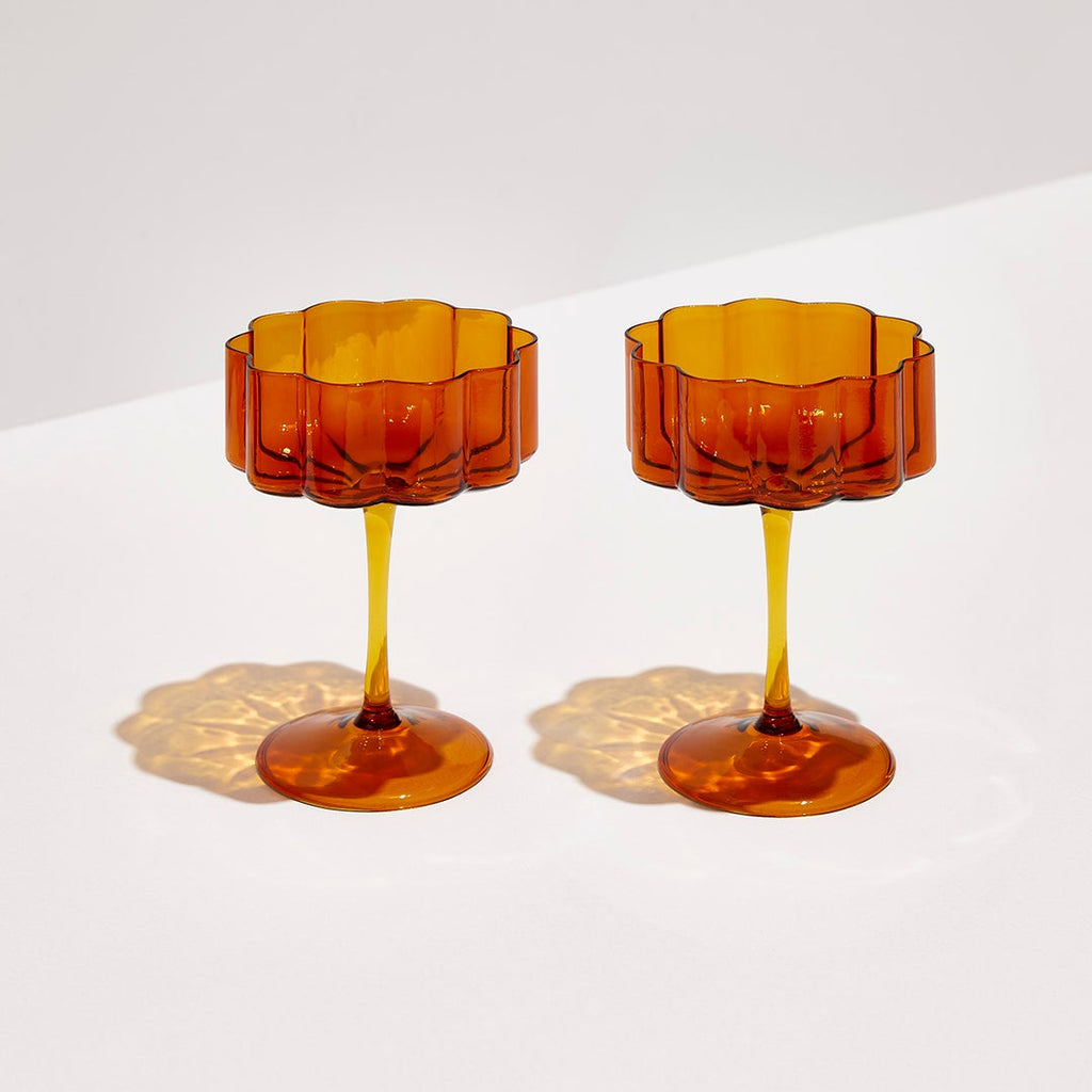 Fazeek - Two Wave Coupe Glasses Amber