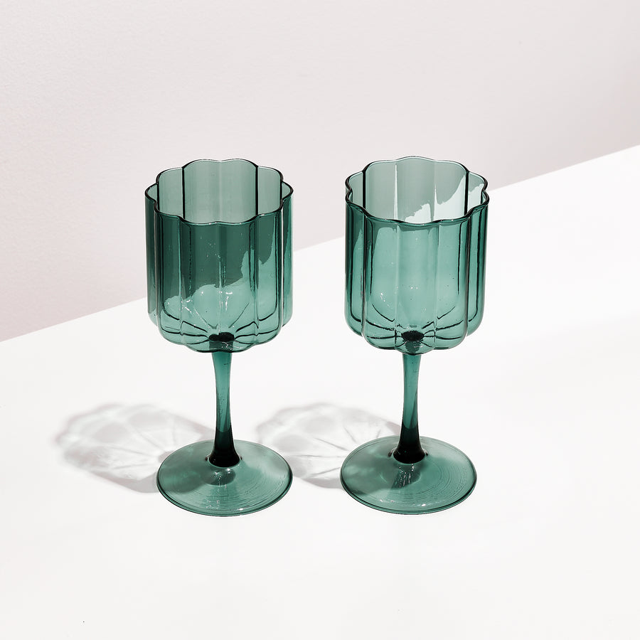 Fazeek - Wave Wine Glass Set Teal